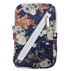 Japanese Wave Koi Illustration Pattern Belt Pouch Bag (small) by Ndabl3x