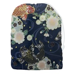 Japanese Wave Koi Illustration Pattern Drawstring Pouch (3xl) by Ndabl3x