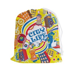 Colorful City Life Horizontal Seamless Pattern Urban City Drawstring Pouch (2xl) by Bedest