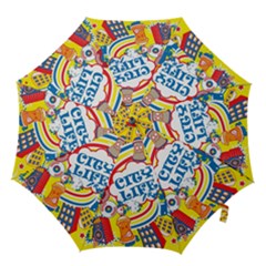 Colorful City Life Horizontal Seamless Pattern Urban City Hook Handle Umbrellas (small) by Bedest