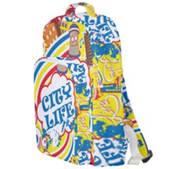 Colorful City Life Horizontal Seamless Pattern Urban City Double Compartment Backpack by Bedest