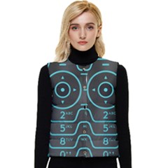 Retro Mobile Device Output Device Women s Button Up Puffer Vest by Bedest