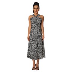 Be True Be Yourself Typographic Print Pattern Sleeveless Cross Front Cocktail Midi Chiffon Dress by dflcprintsclothing