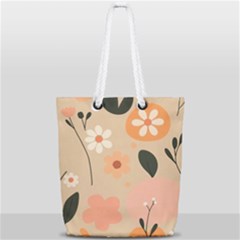 Minimalist Pattern With Simple Lines,flower And Shapes, Creating A Clean And Modern Full Print Rope Handle Tote (small) by myclothy