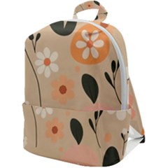 Minimalist Pattern With Simple Lines,flower And Shapes, Creating A Clean And Modern Zip Up Backpack by myclothy