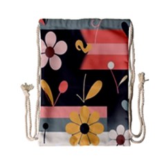  Minimalist Pattern With Simple Lines,flower And Shapes, Creating A Clean And Modern Drawstring Bag (small) by myclothy
