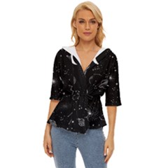 Cosmic Black Space Star Lightweight Drawstring Hooded Top by Ndabl3x