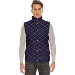 Royal Blue Plaid Tartan Men s High Neck Button Up Puffer Vest by dressshop