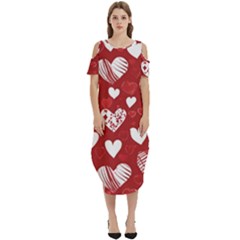 Valentine Cold Shoulder Loose Fit Dress With Pockets by pollyparadiseartshop