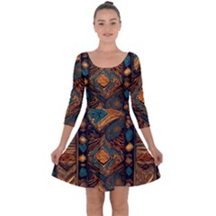 Tribal Chic Quarter Sleeve Skater Dress by pollyparadiseartshop