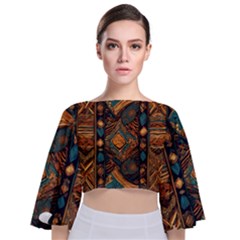 Tribal Chic Tie Back Butterfly Sleeve Chiffon Top by pollyparadiseartshop
