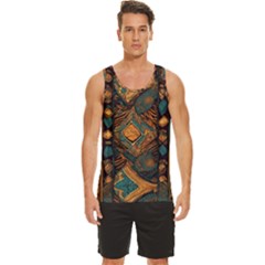 Tribal Chic Men s Wide Collar Tank Top by pollyparadiseartshop