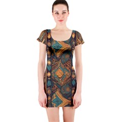 Tribal Chic Short Sleeve Bodycon Dress by pollyparadiseartshop
