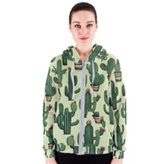 Cactus  Women s Zipper Hoodie by pollyparadiseartshop