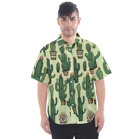 Cactus  Men s Short Sleeve Shirt by pollyparadiseartshop