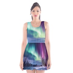 Northern Lights Aurora Night Nature Scoop Neck Skater Dress by Posterlux