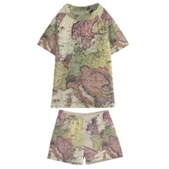 Retro Old Vintage Map Of Europe Kids  Swim T-shirt And Shorts Set by Bedest