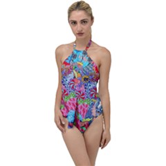Cabbage Flower Abstract (1) (custom) Go With The Flow One Piece Swimsuit by okhismakingart