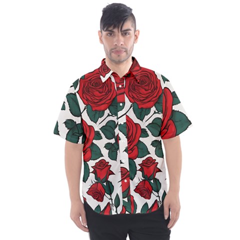 Roses Men s Short Sleeve Shirt by pollyparadiseartshop