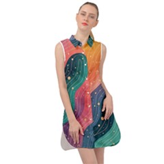 Art Abstract Pattern Sleeveless Shirt Dress by Salmanaz77