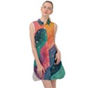 Art Abstract Pattern Sleeveless Shirt Dress View1