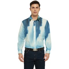 Delicate Watercolor Painting Surreal Oasis Scene With Intense Dramatic Lighting Men s Long Sleeve Shirt by pollyparadiseartshop