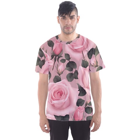 Pink Roses Men s Sport Mesh T-shirt by pollyparadiseartshop