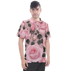 Pink Roses Men s Polo T-shirt by pollyparadiseartshop
