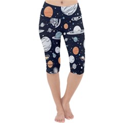 Space Galaxy Universe Stars Sky Lightweight Velour Cropped Yoga Leggings by Paksenen