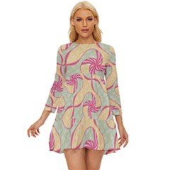 Abstract Pattern Design Scrapbooking Long Sleeve Babydoll Dress by Paksenen