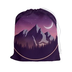 Mountain Night Crescent Moon Drawstring Pouch (2xl) by Bedest