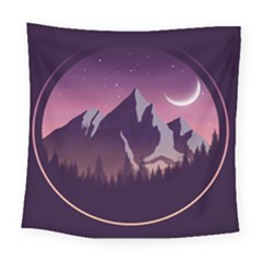 Mountain Night Crescent Moon Square Tapestry (large) by Bedest