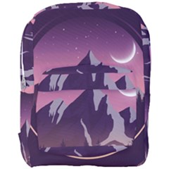 Mountain Night Crescent Moon Full Print Backpack by Bedest