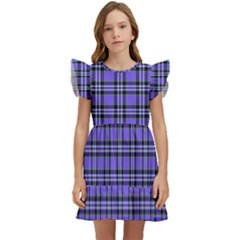 Blue Tartan Plaid 1 Kids  Winged Sleeve Dress by dressshop