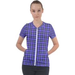 Blue Tartan Plaid 1 Short Sleeve Zip Up Jacket by dressshop