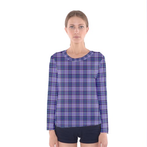 Purple Plaid Tartan 1 Women s Long Sleeve T-shirt by dressshop