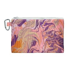 Pink Ribbon Canvas Cosmetic Bag (large) by kaleidomarblingart