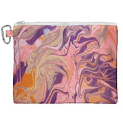Pink Ribbon Canvas Cosmetic Bag (xxl) by kaleidomarblingart