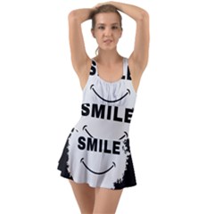 Black And White Simple Make Me Smile T Shirt 20250203 014057 0000 Ruffle Top Dress Swimsuit by Cowcow2005