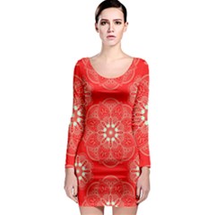 Crimson Current Long Sleeve Bodycon Dress by ArtfulThreads