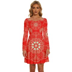 Crimson Current Long Sleeve Wide Neck Velvet Dress by ArtfulThreads