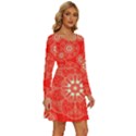 Crimson Current Long Sleeve Wide Neck Velvet Dress View3