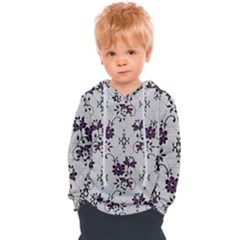 Elegant Purple Floral Jacquard Mesh Lace Fabric Kids  Overhead Hoodie by ArtfulThreads