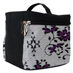 Elegant Purple Floral Jacquard Mesh Lace Fabric Make Up Travel Bag (small) by ArtfulThreads