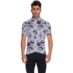 Elegant Purple Floral Jacquard Mesh Lace Fabric Men s Short Sleeve Cycling Jersey by ArtfulThreads