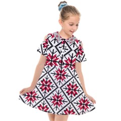 Ukrainian Folk Seamless Pattern Ornament Ethnic Ornament Border Element Traditional Art Kids  Short Sleeve Shirt Dress by Grandong