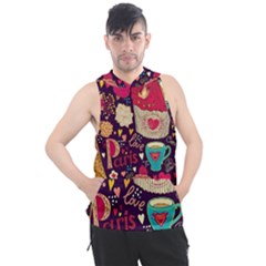 Collage Worx Black Collage Cupcake Eifel Tower Fireworks Paris Men s Sleeveless Hoodie by Grandong