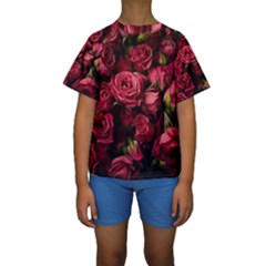 Floral Buds Of Roses Beautiful Flowers Kids  Short Sleeve Swimwear by Grandong