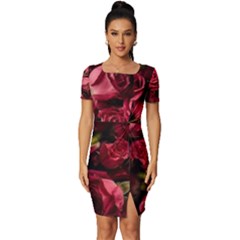 Floral Buds Of Roses Beautiful Flowers Fitted Knot Split End Bodycon Dress by Grandong