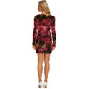 Floral Buds Of Roses Beautiful Flowers Long Sleeve Square Neck Bodycon Velvet Dress View4
